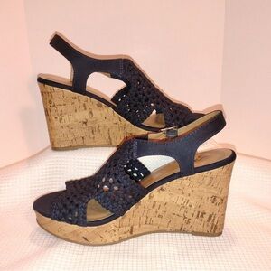 Kohl's Dark Blue Woven Wedge Sandals